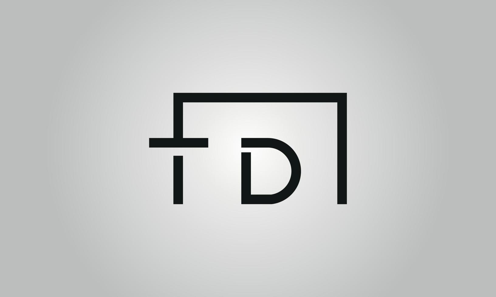 Letter TD logo design. TD logo with square shape in black colors vector free vector template.