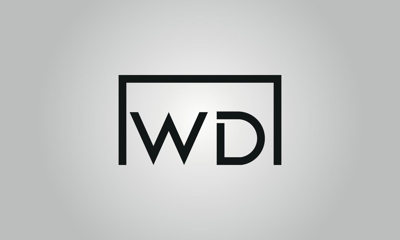 Letter WD logo design. WD logo with square shape in black colors vector free vector template.