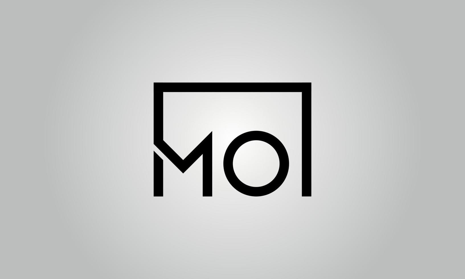 Letter MO logo design. MO logo with square shape in black colors vector free vector template.