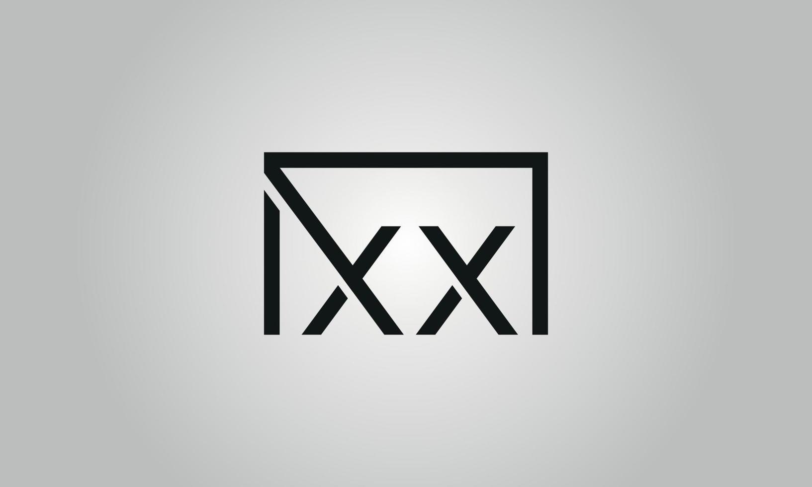 Letter XX logo design. XX logo with square shape in black colors vector free vector template.
