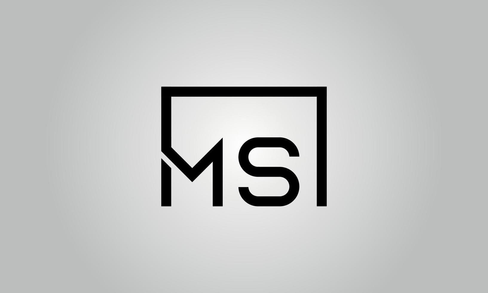 Letter MS logo design. MS logo with square shape in black colors vector free vector template.