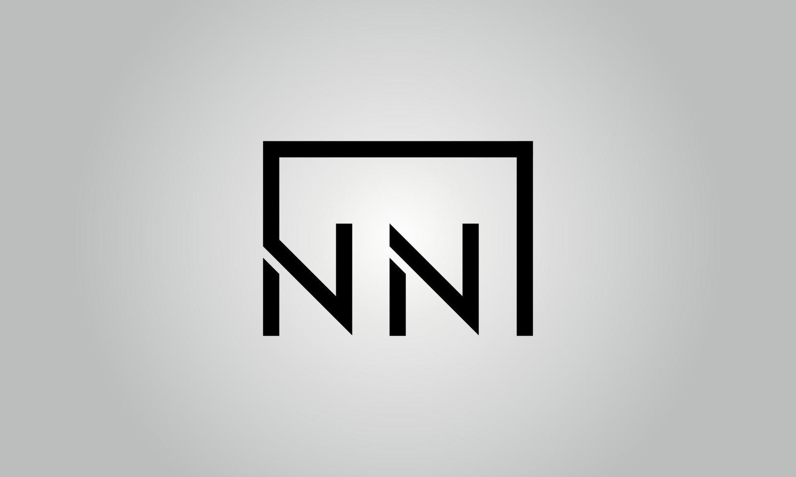 diseño del logotipo de la letra nn. logotipo de nn con forma cuadrada en colores negros vector plantilla de vector libre.