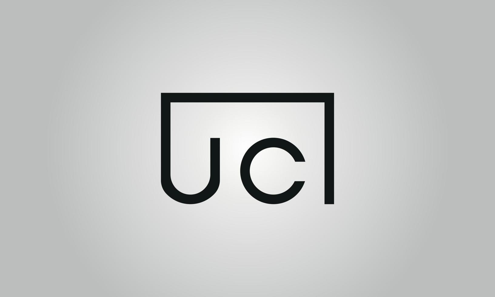 Letter UC logo design. UC logo with square shape in black colors vector free vector template.