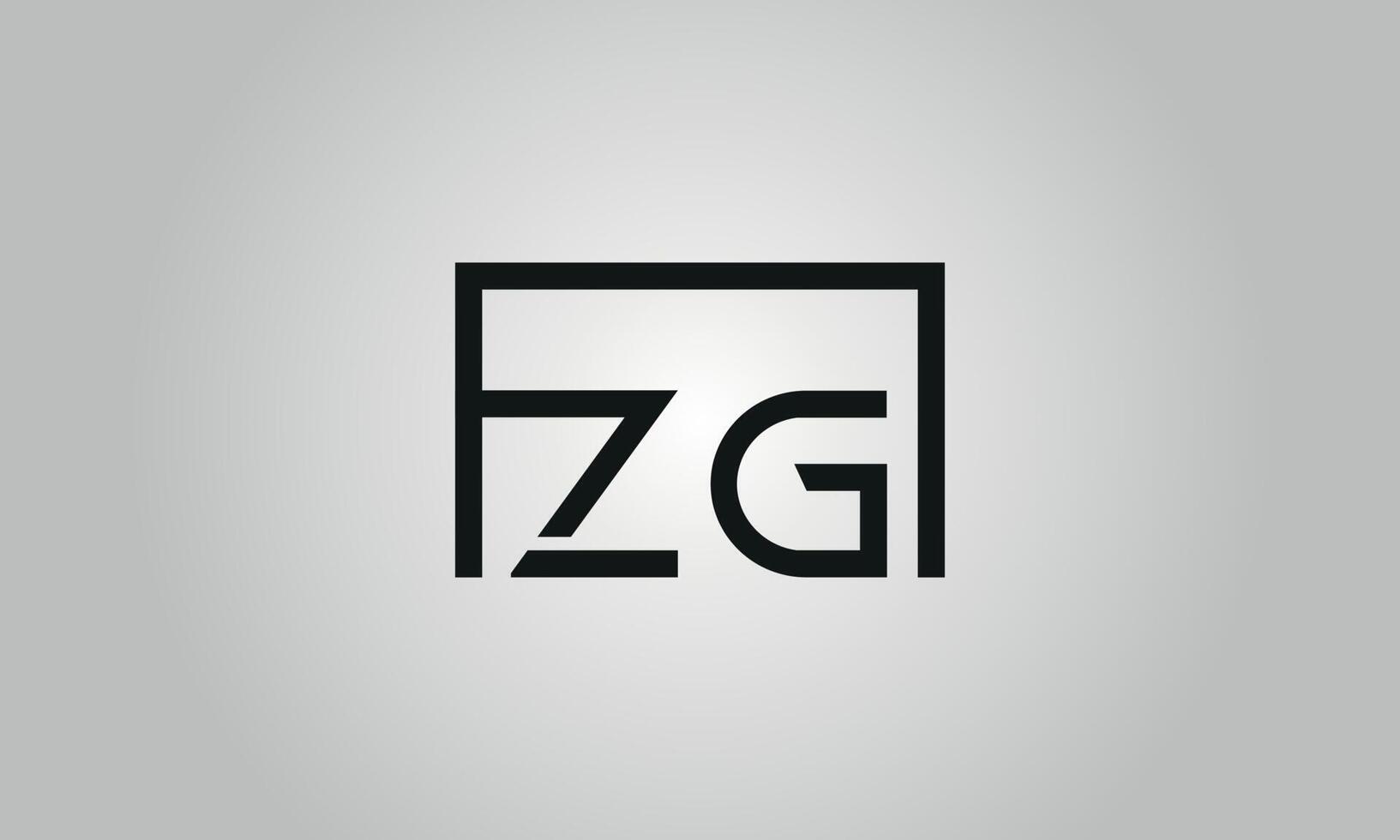 Letter ZG logo design. ZG logo with square shape in black colors vector ...
