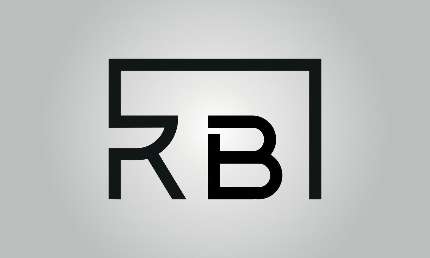 diseño del logotipo de la letra rb. logotipo de rb con forma cuadrada en colores negros vector plantilla de vector libre.