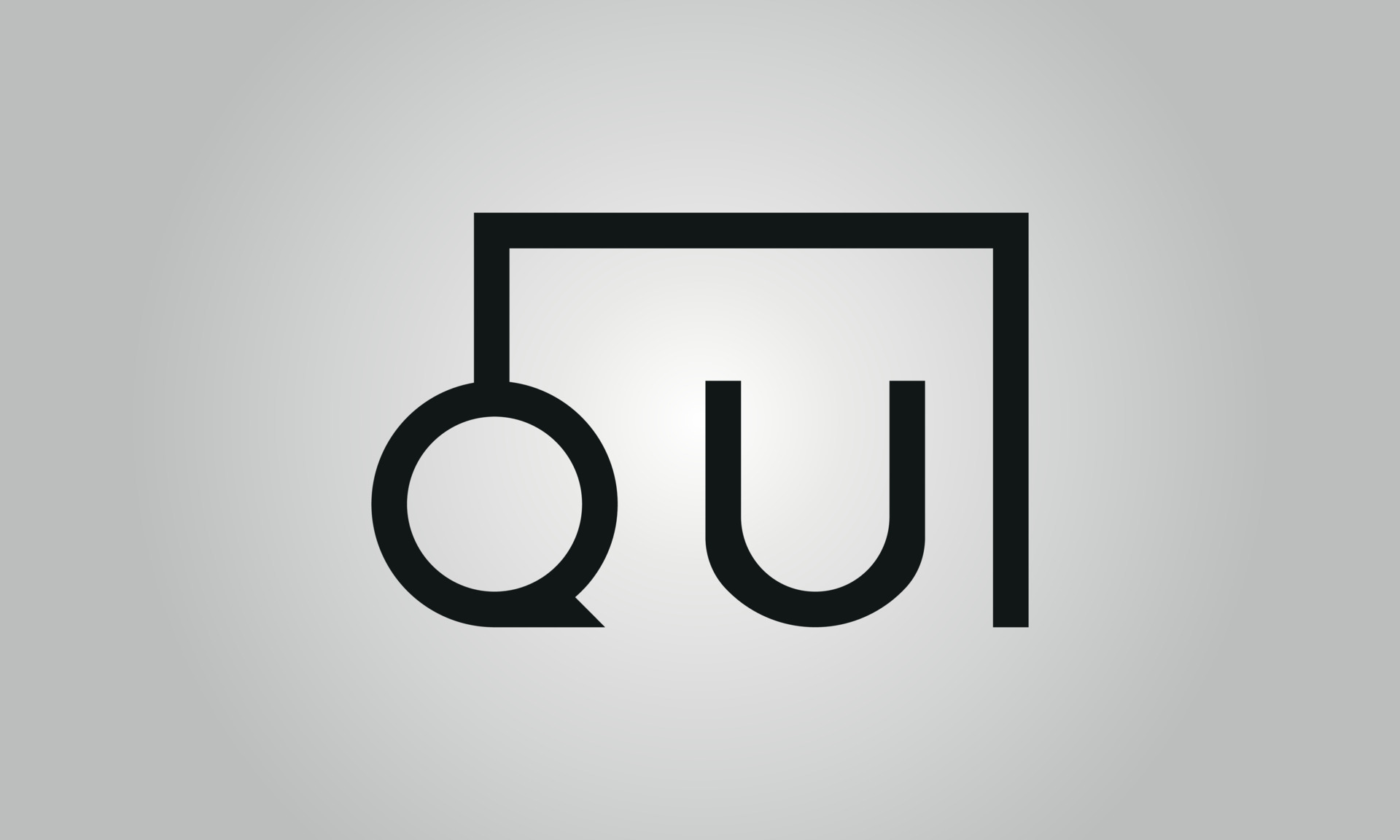 Letter QU logo design. QU logo with square shape in black colors vector