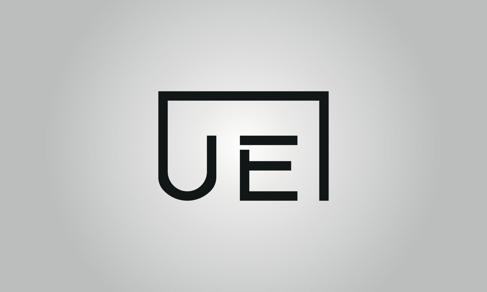 diseño del logotipo de la letra ue. logotipo de ue con forma cuadrada en colores negros vector plantilla de vector libre.