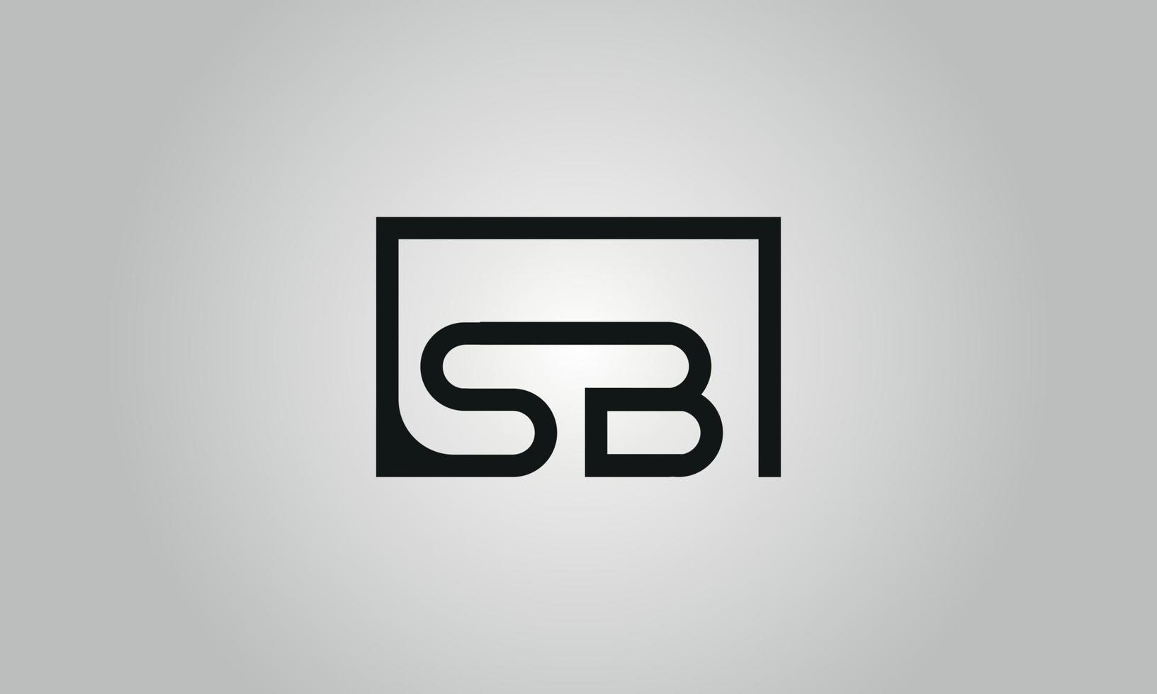 Letter SB logo design. SB logo with square shape in black colors vector free vector template.