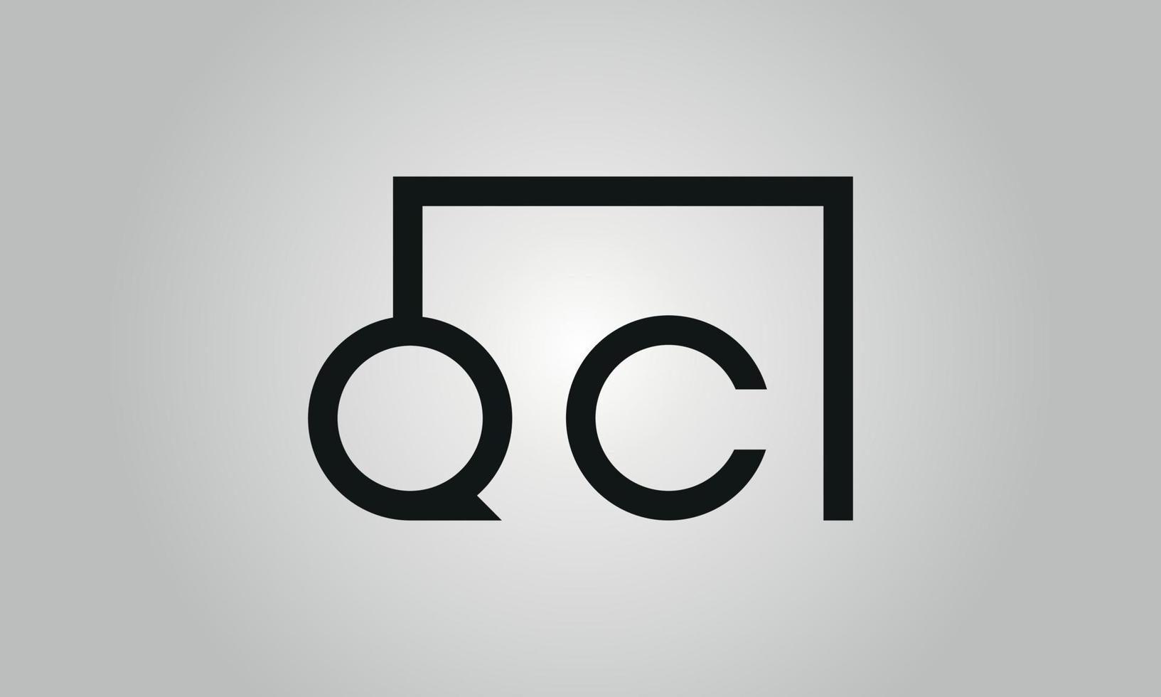 Letter QC logo design. QC logo with square shape in black colors vector free vector template.