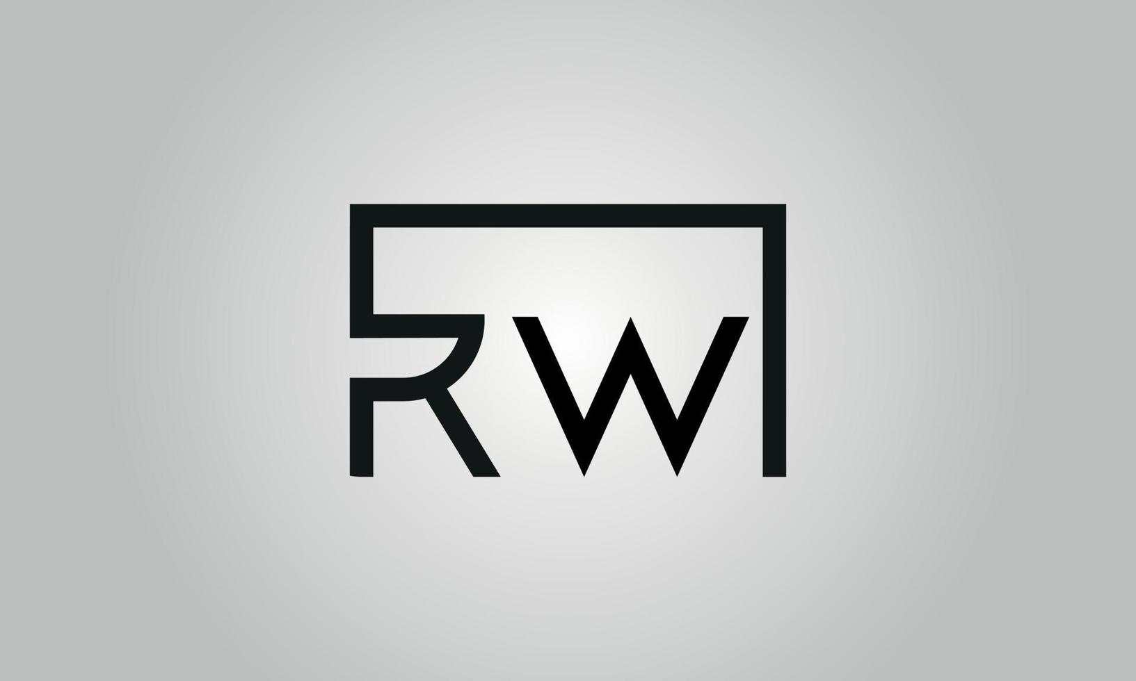 letter RW logo design. RW logo with square shape in black colors vector free vector template.