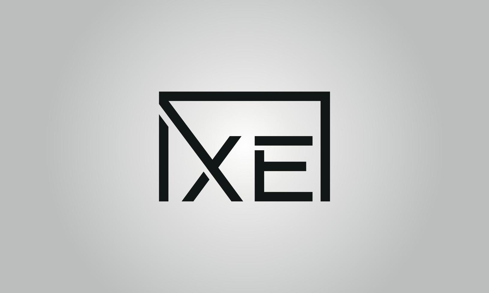 Letter XE logo design. XE logo with square shape in black colors vector free vector template.