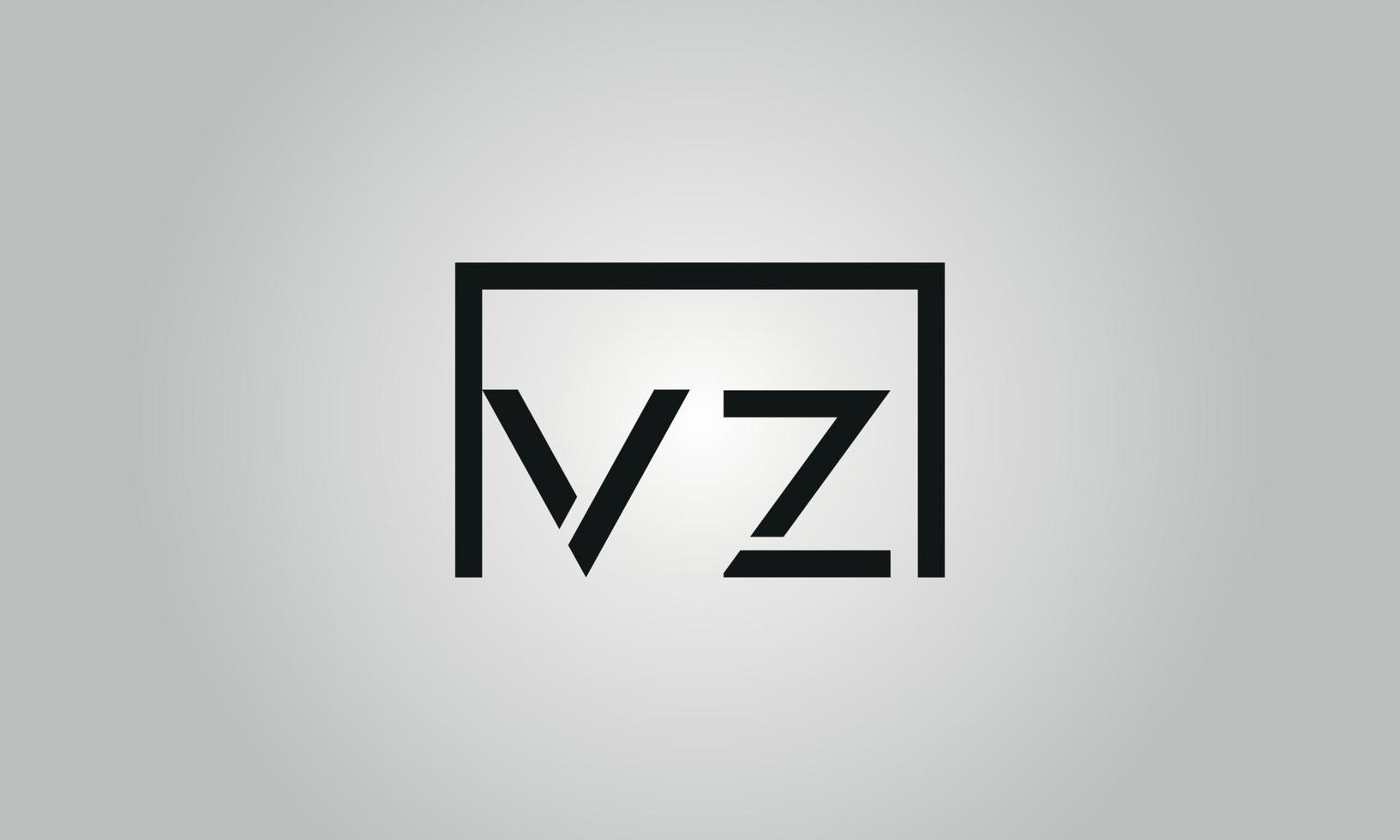 Letter VZ logo design. VZ logo with square shape in black colors vector free vector template.