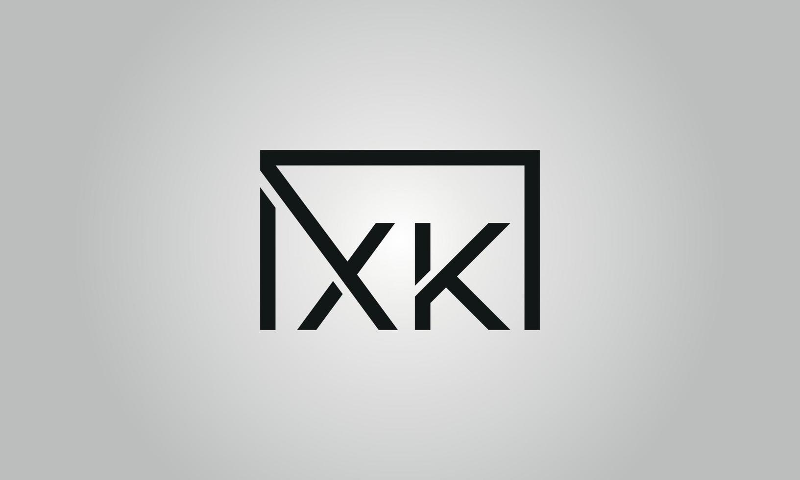 Letter XK logo design. XK logo with square shape in black colors vector free vector template.