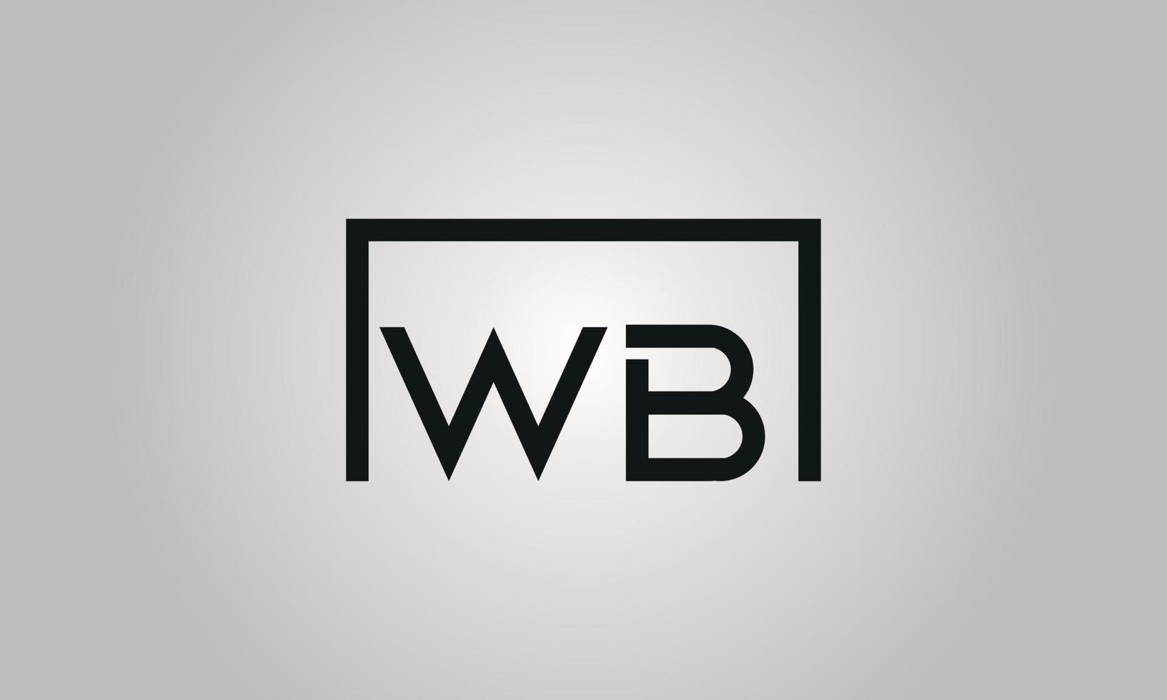 Letter WB logo design. WB logo with square shape in black colors vector free vector template.