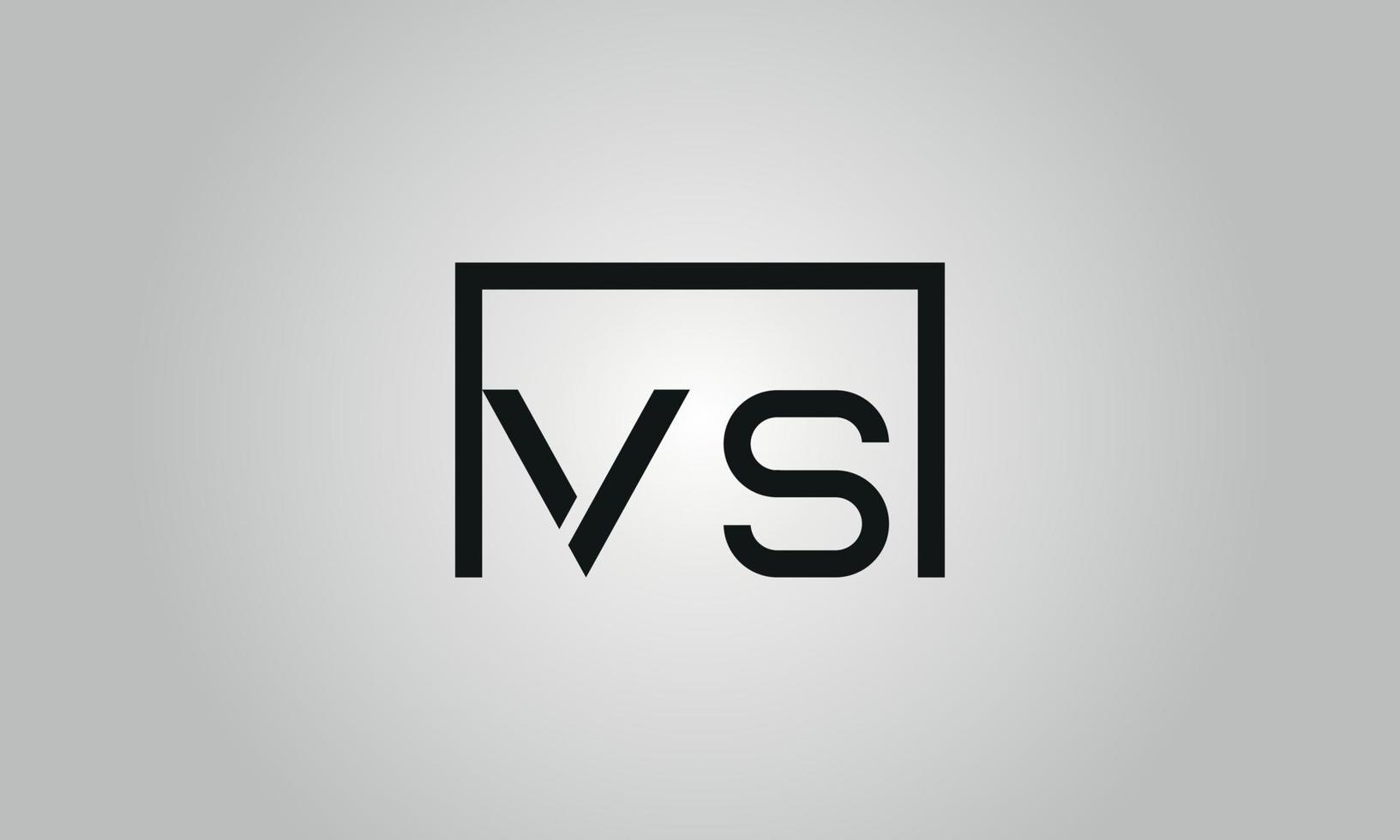 diseño de letra vs logotipo. vs logo con forma cuadrada en colores negros vector plantilla de vector libre.
