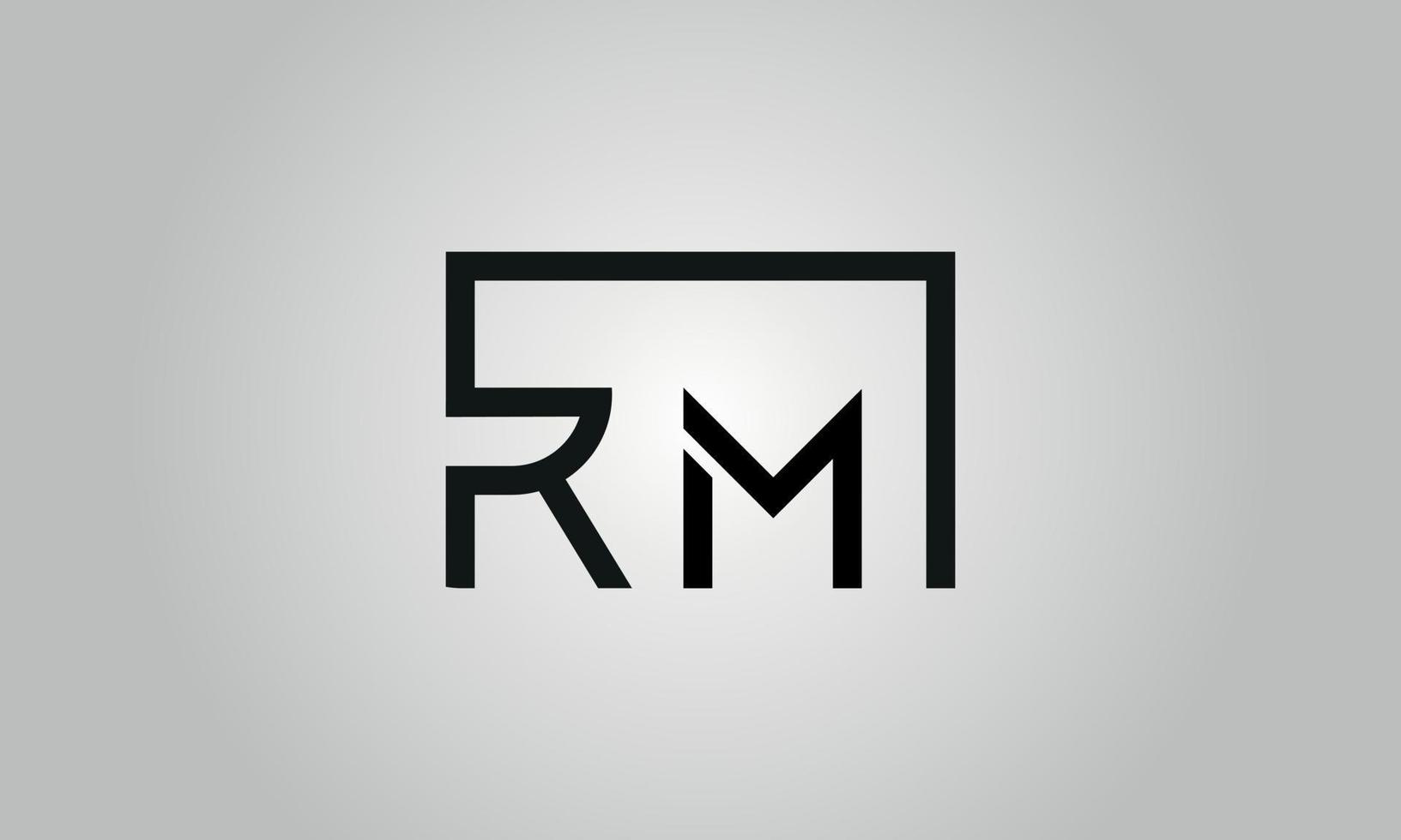 diseño del logotipo de la letra rm. logotipo de rm con forma cuadrada en colores negros vector plantilla de vector libre.