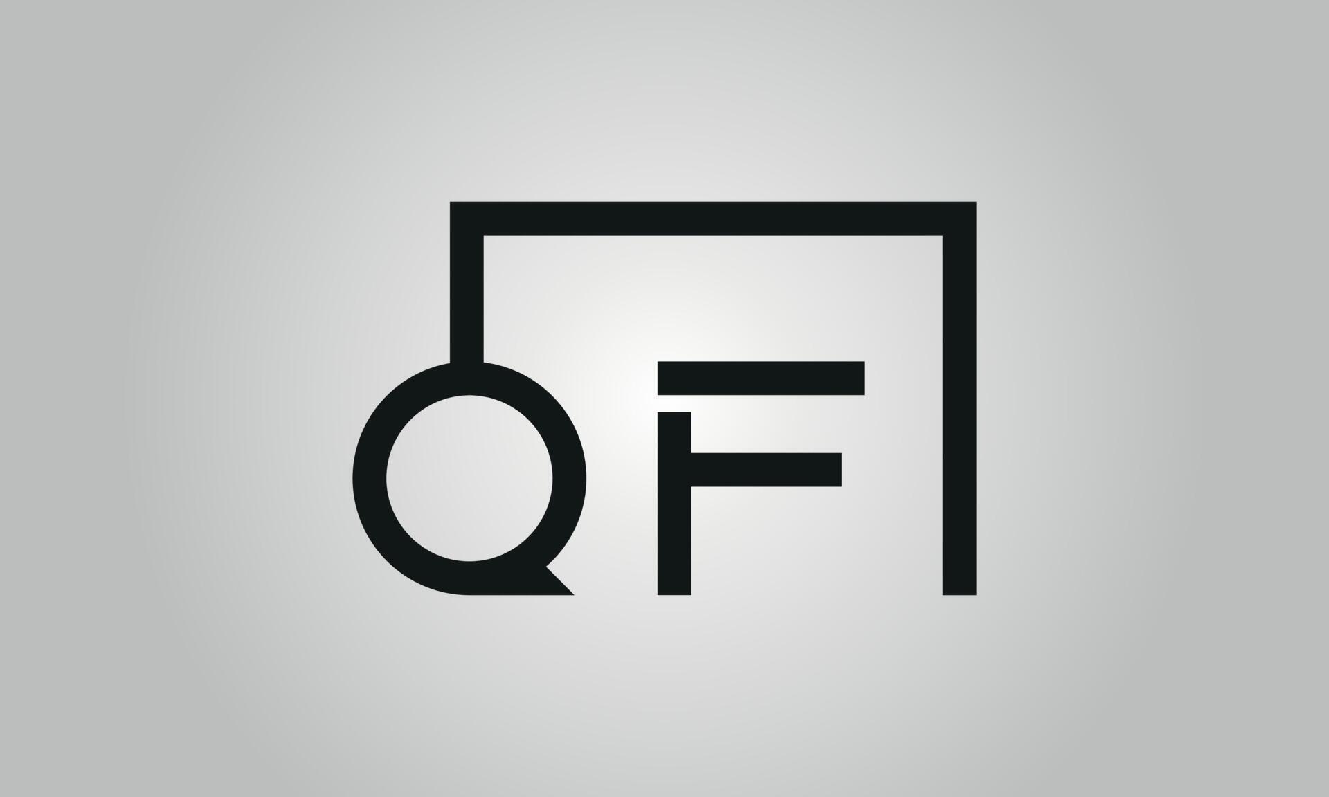 Letter QF logo design. QF logo with square shape in black colors vector