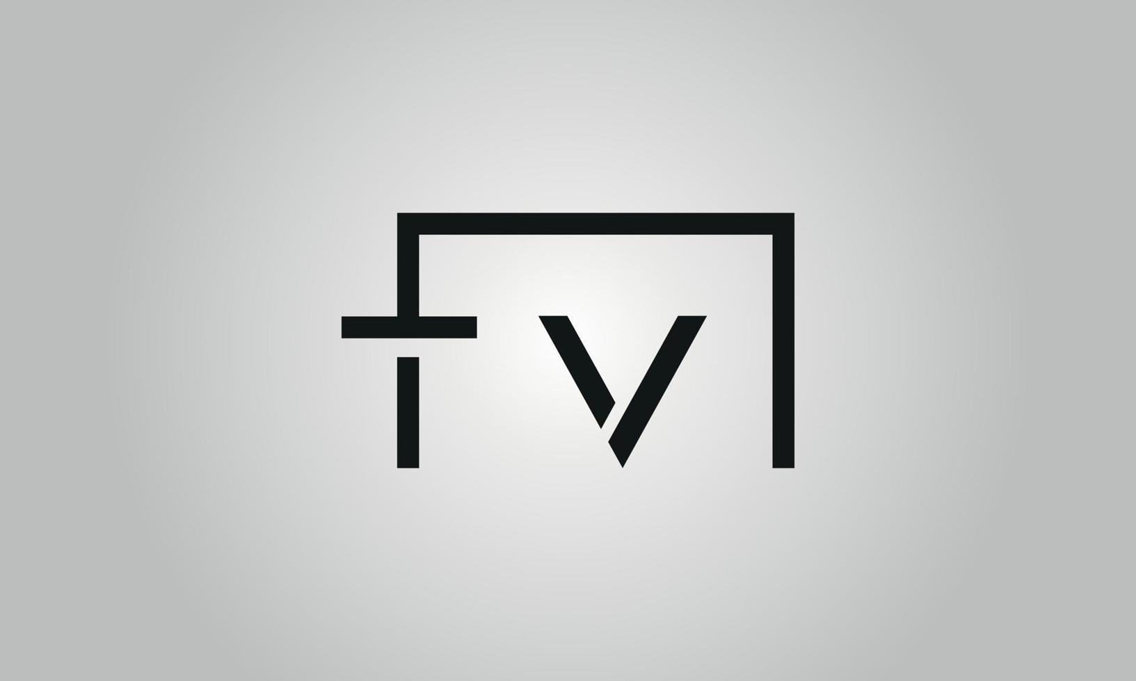 Letter TV logo design. TV logo with square shape in black colors vector free vector template.