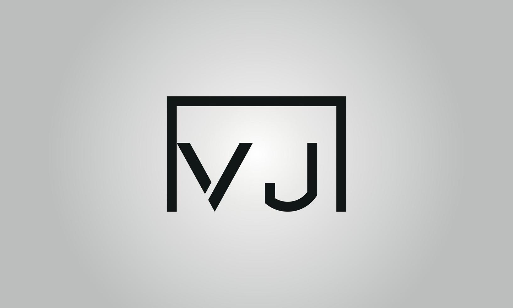 diseño del logotipo de la letra vj. logotipo de vj con forma cuadrada en colores negros vector plantilla de vector libre.