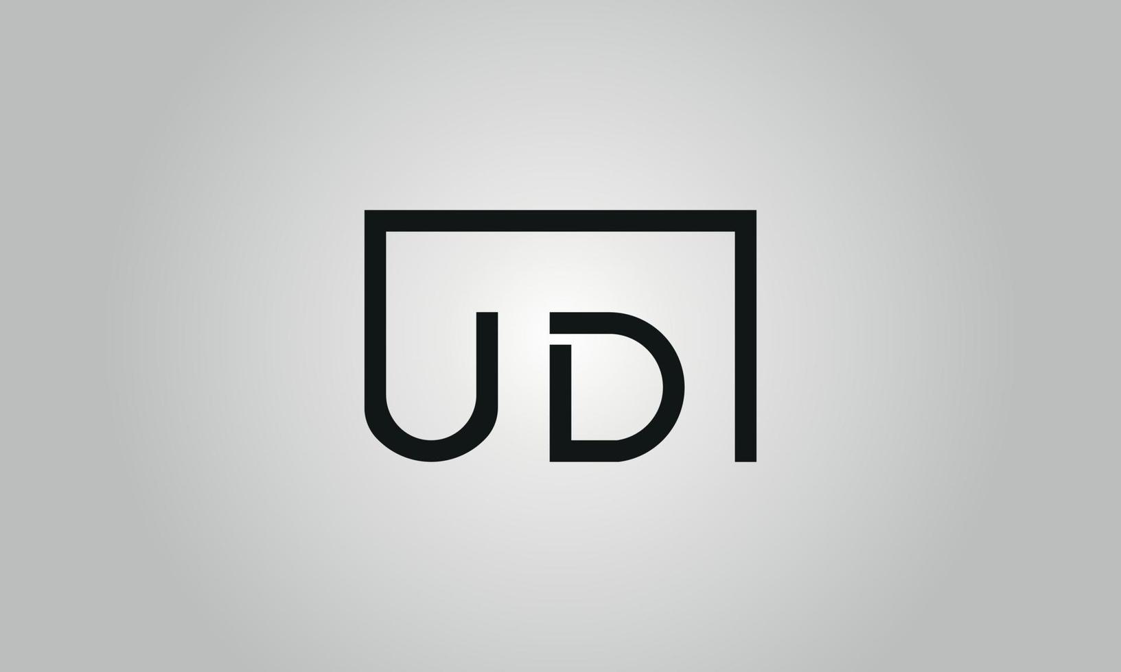 diseño del logotipo de la letra ud. ud logo con forma cuadrada en colores negros vector plantilla de vector libre.