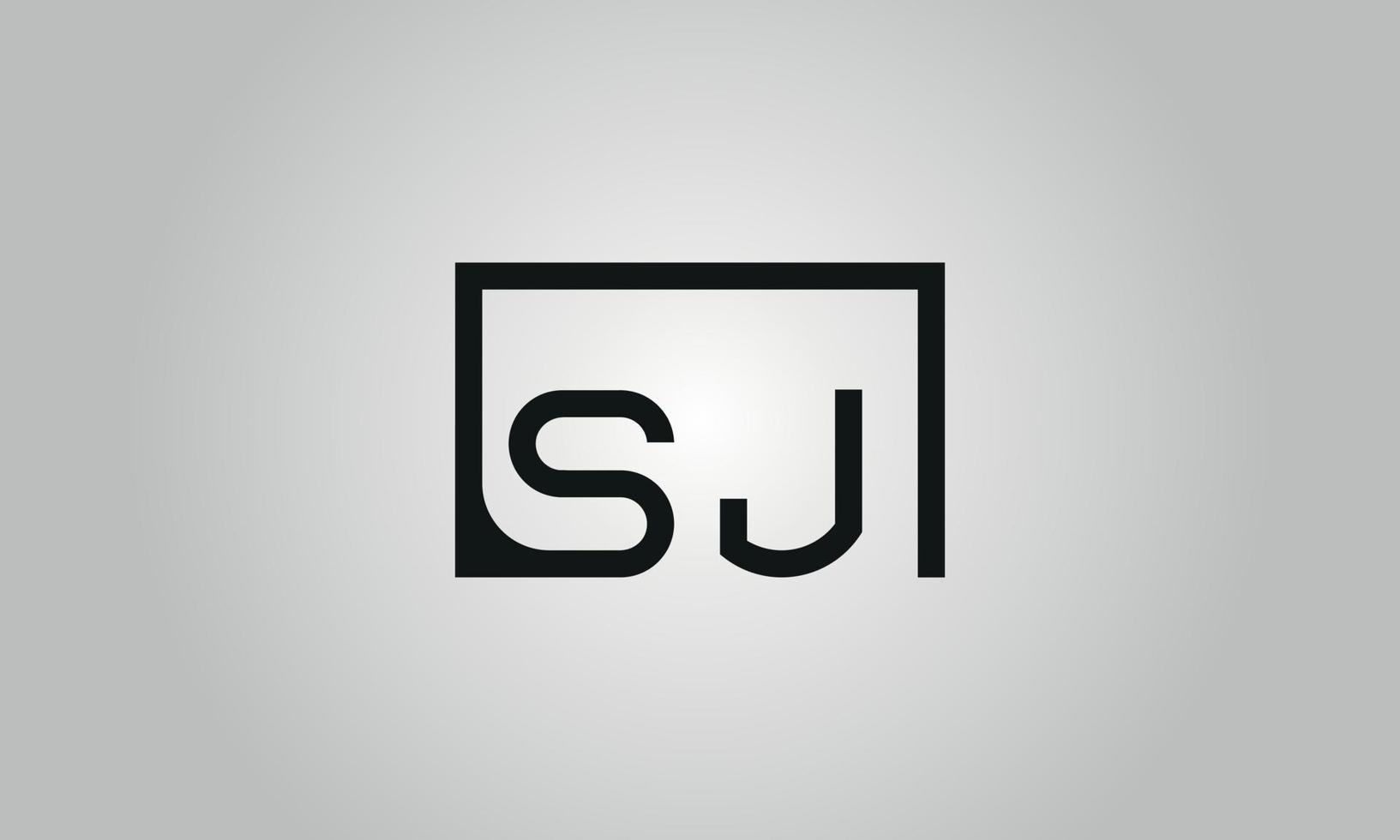 diseño del logotipo de la letra sj. logotipo de sj con forma cuadrada en colores negros vector plantilla de vector libre.