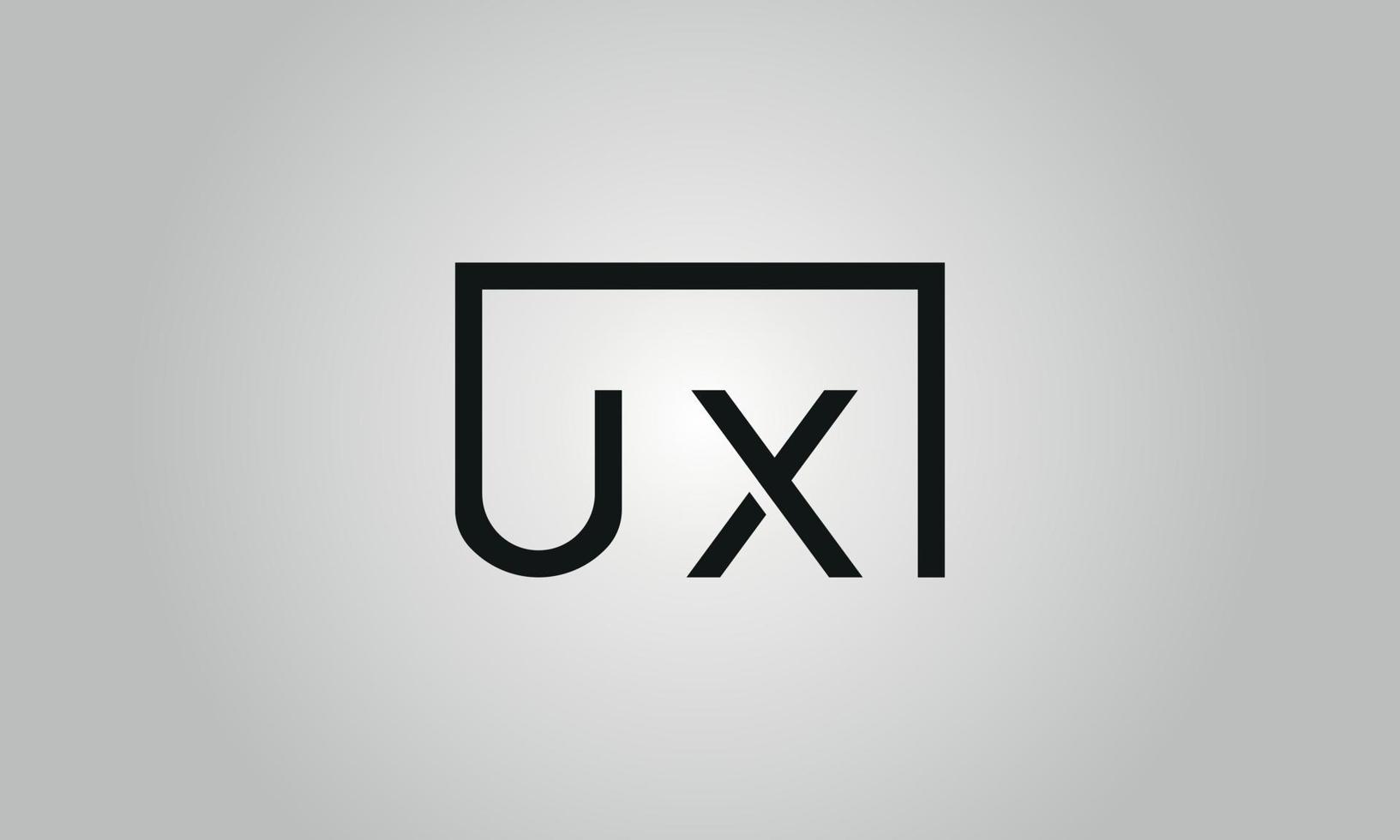 Letter UX logo design. UX logo with square shape in black colors vector free vector template.