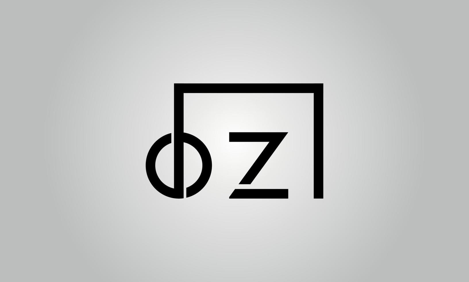 diseño del logotipo de la letra oz. oz logo con forma cuadrada en colores negros vector plantilla de vector libre.
