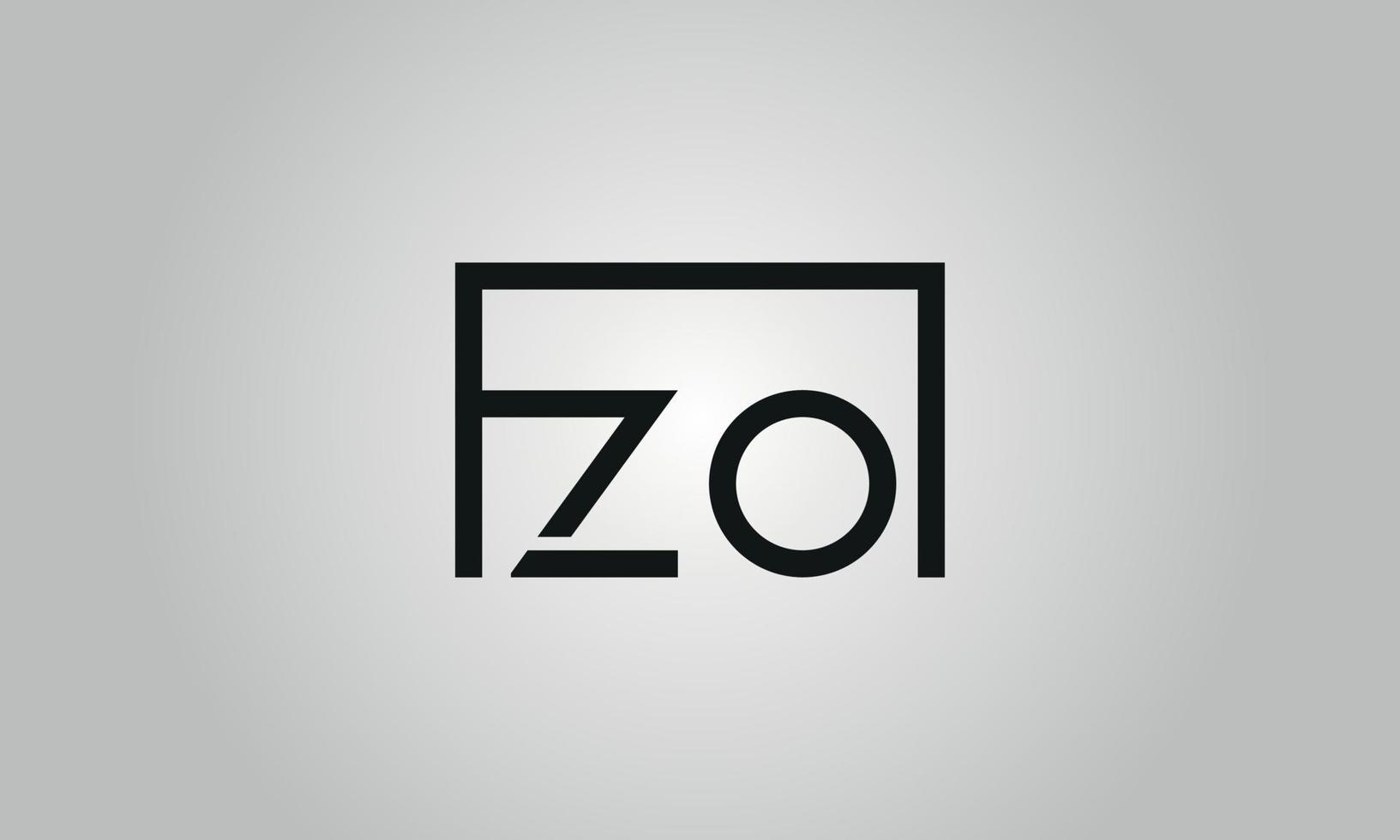 Letter ZO logo design. ZO logo with square shape in black colors vector free vector template.