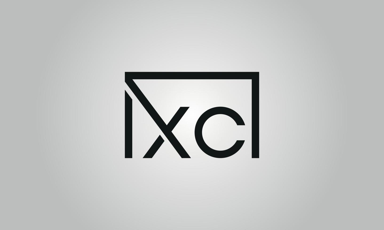 Letter XC logo design. XC logo with square shape in black colors vector free vector template.
