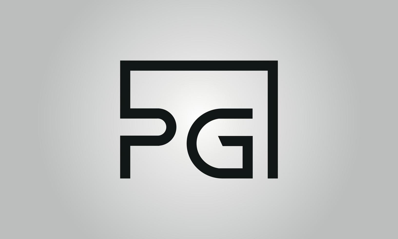 Letter PG logo design. PG logo with square shape in black colors vector free vector template.