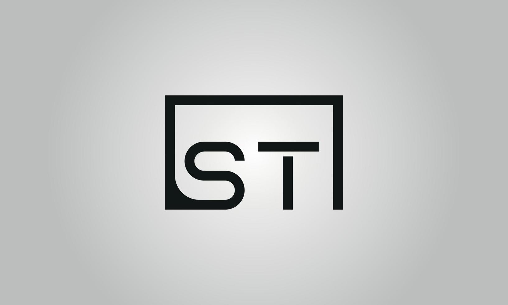 diseño del logotipo de la letra st. st logo con forma cuadrada en colores negros vector plantilla de vector libre.