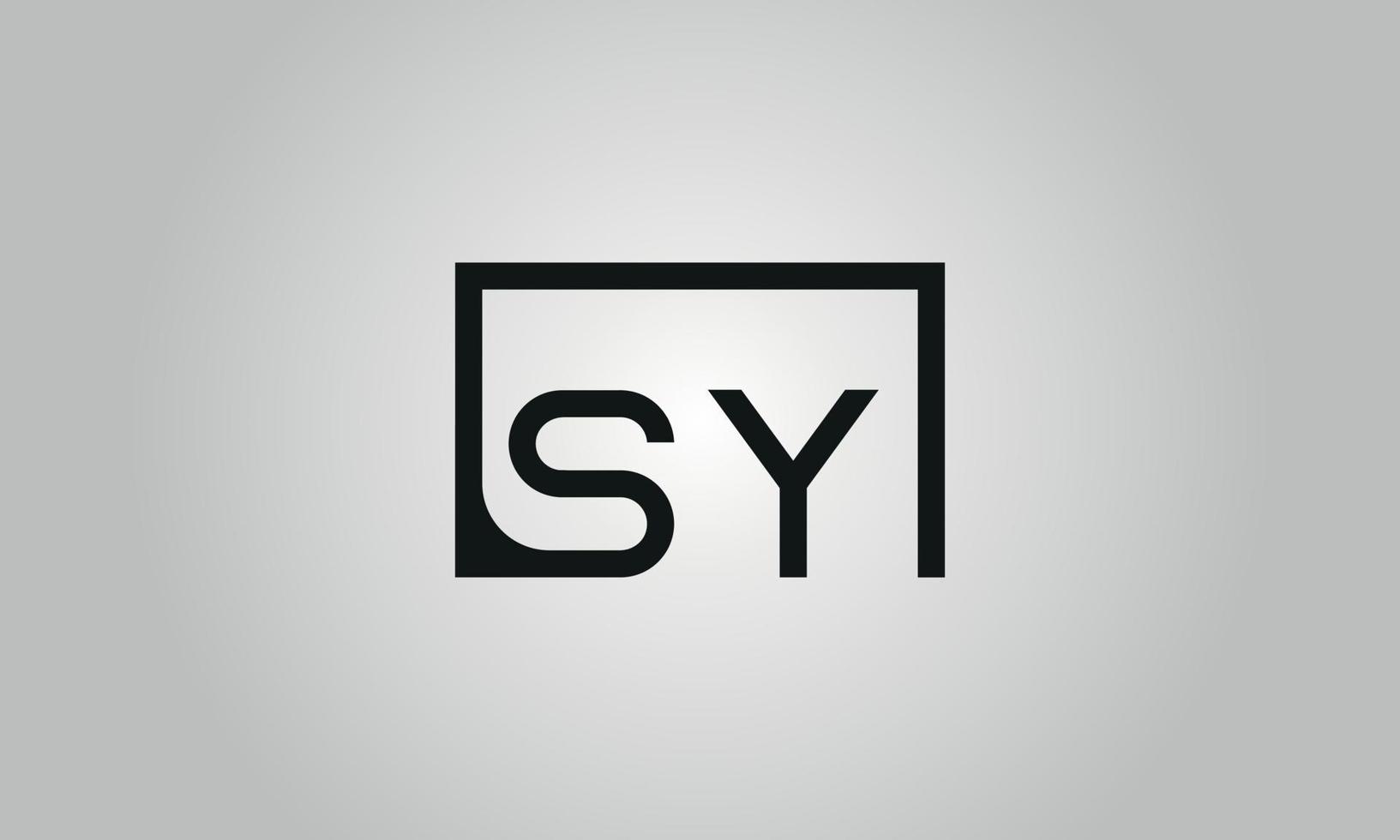 Letter SY logo design. SY logo with square shape in black colors vector free vector template.