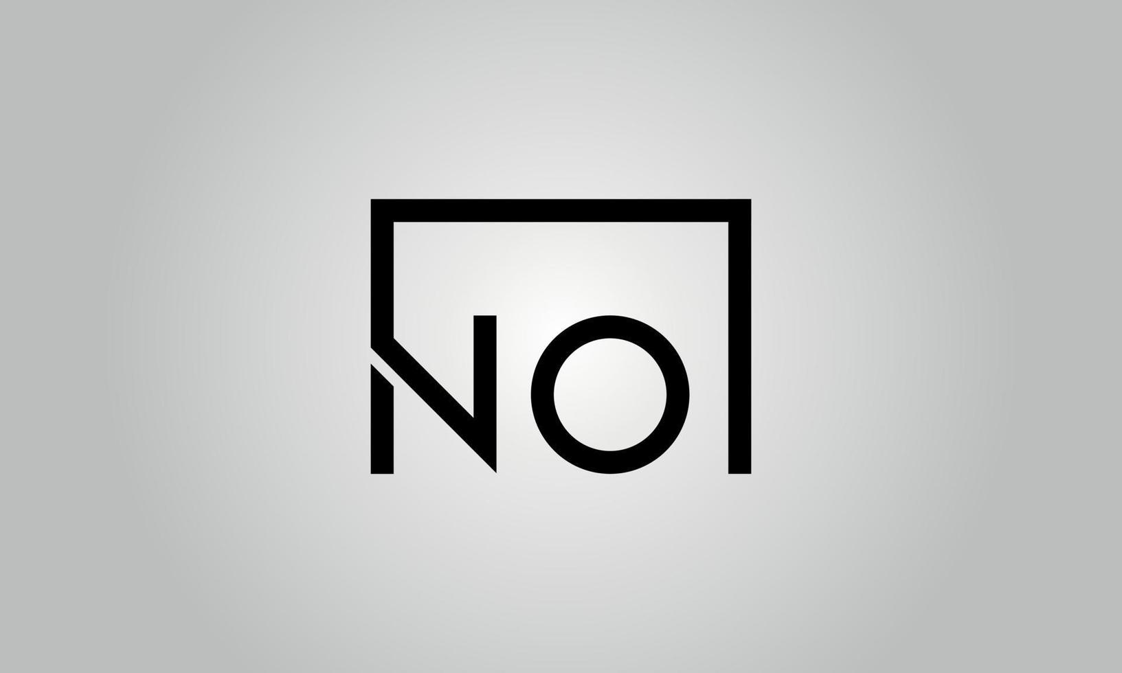 Letter NO logo design. NO logo with square shape in black colors vector free vector template.