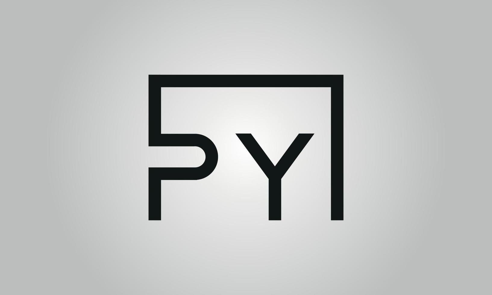 Letter PY logo design. PY logo with square shape in black colors vector free vector template.