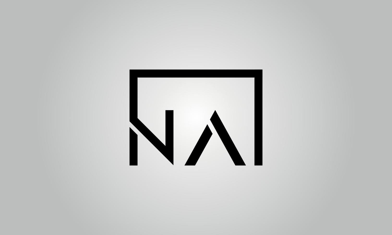 Letter NA logo design. NA logo with square shape in black colors vector free vector template.