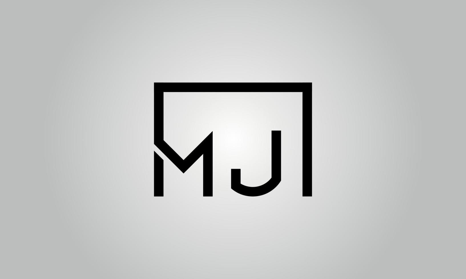 diseño del logotipo de la letra mj. logotipo de mj con forma cuadrada en colores negros vector plantilla de vector libre.