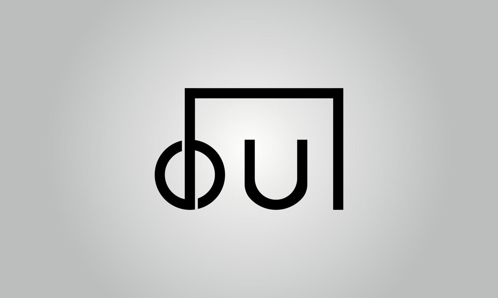 Letter OU logo design. OU logo with square shape in black colors vector free vector template.