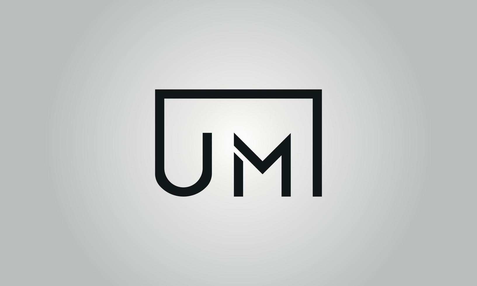 Letter UM logo design. UM logo with square shape in black colors vector free vector template.