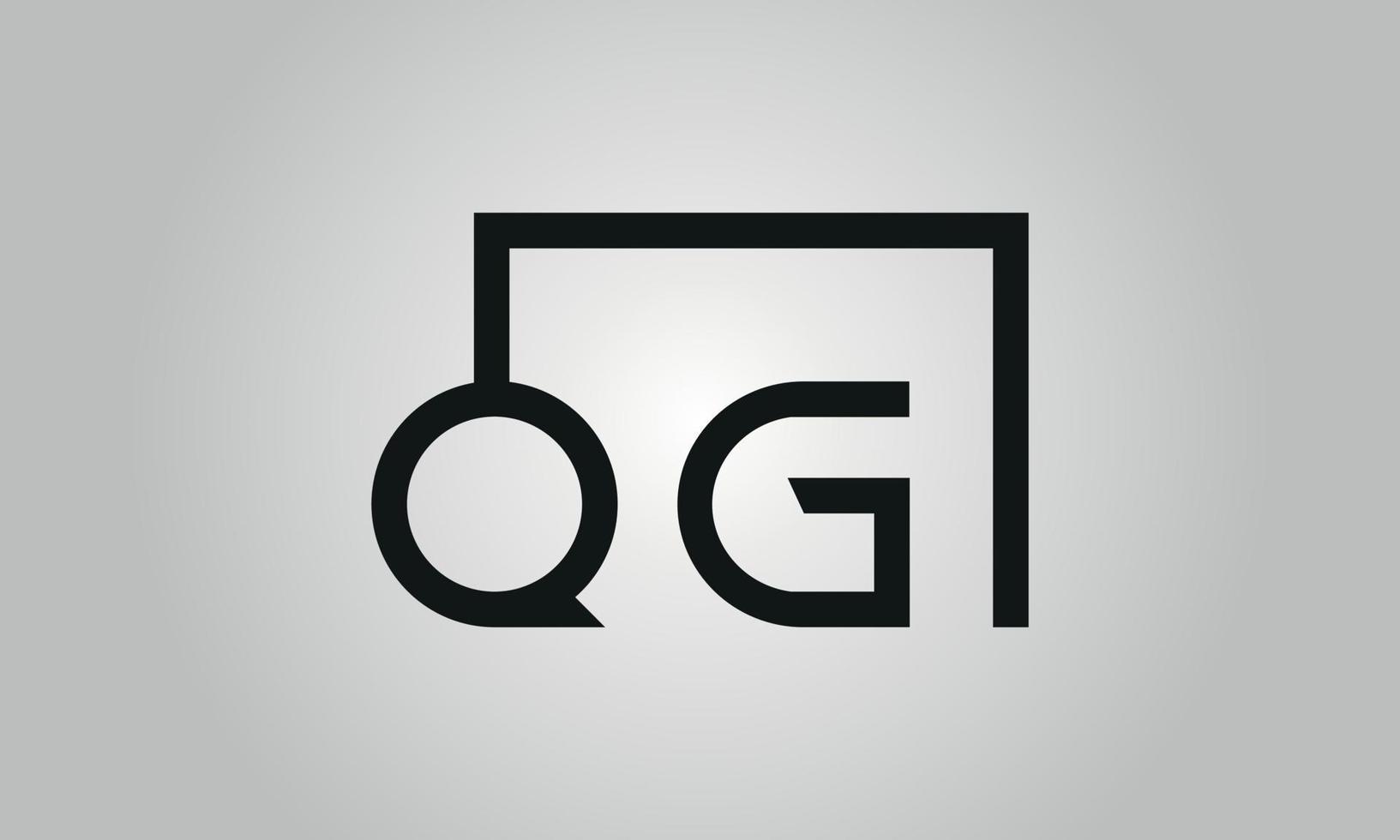 Letter QG logo design. QG logo with square shape in black colors vector free vector template.