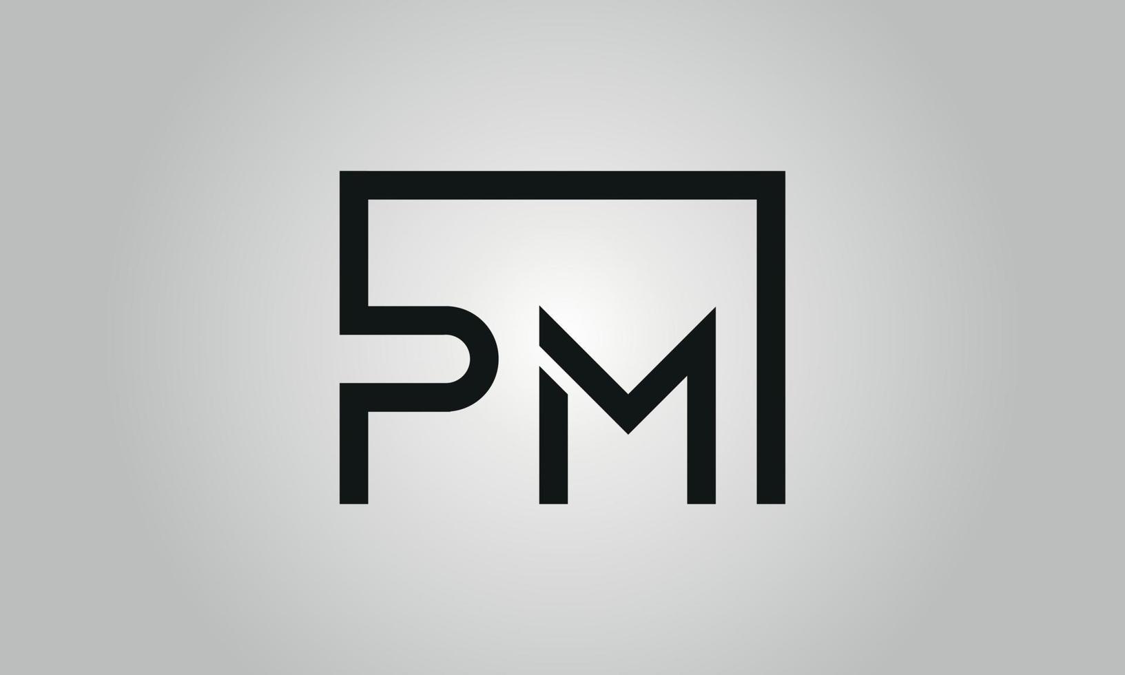 Letter PM logo design. PM logo with square shape in black colors