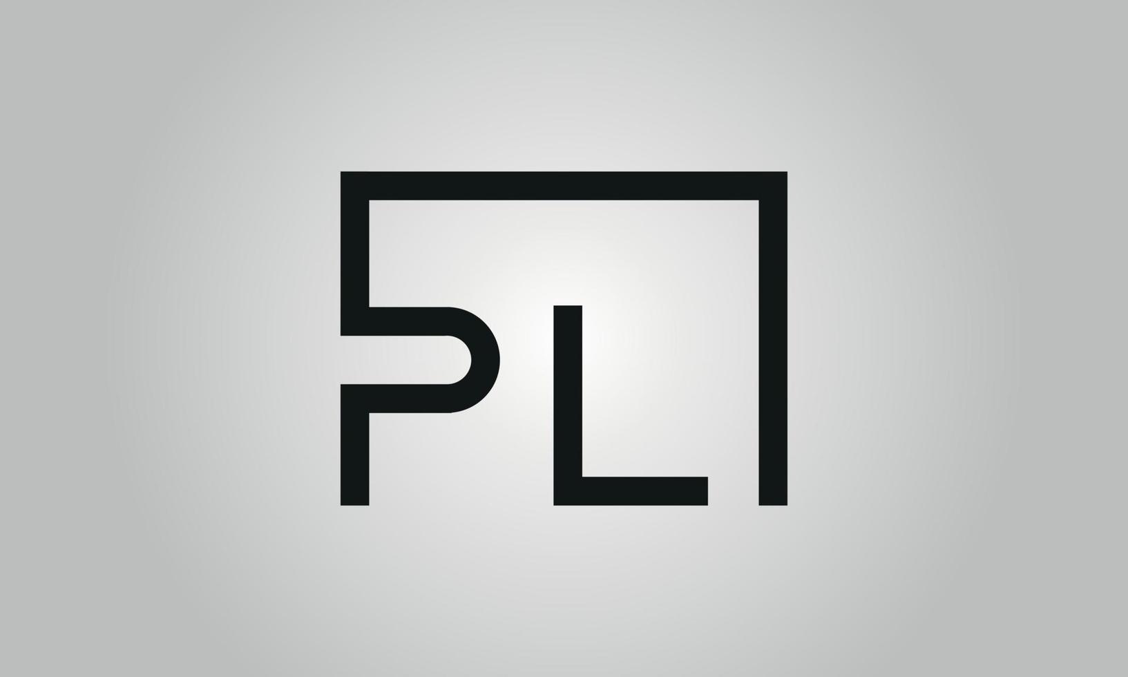 Letter PL logo design. PL logo with square shape in black colors vector free vector template.