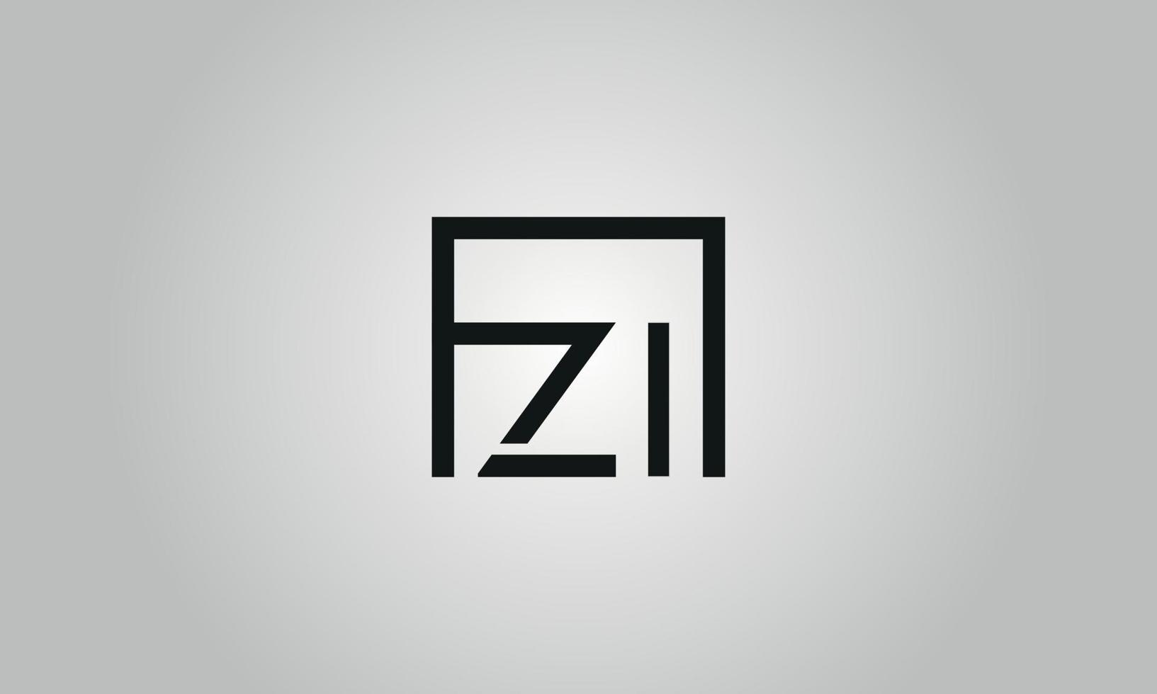 Letter ZI logo design. ZI logo with square shape in black colors vector free vector template.