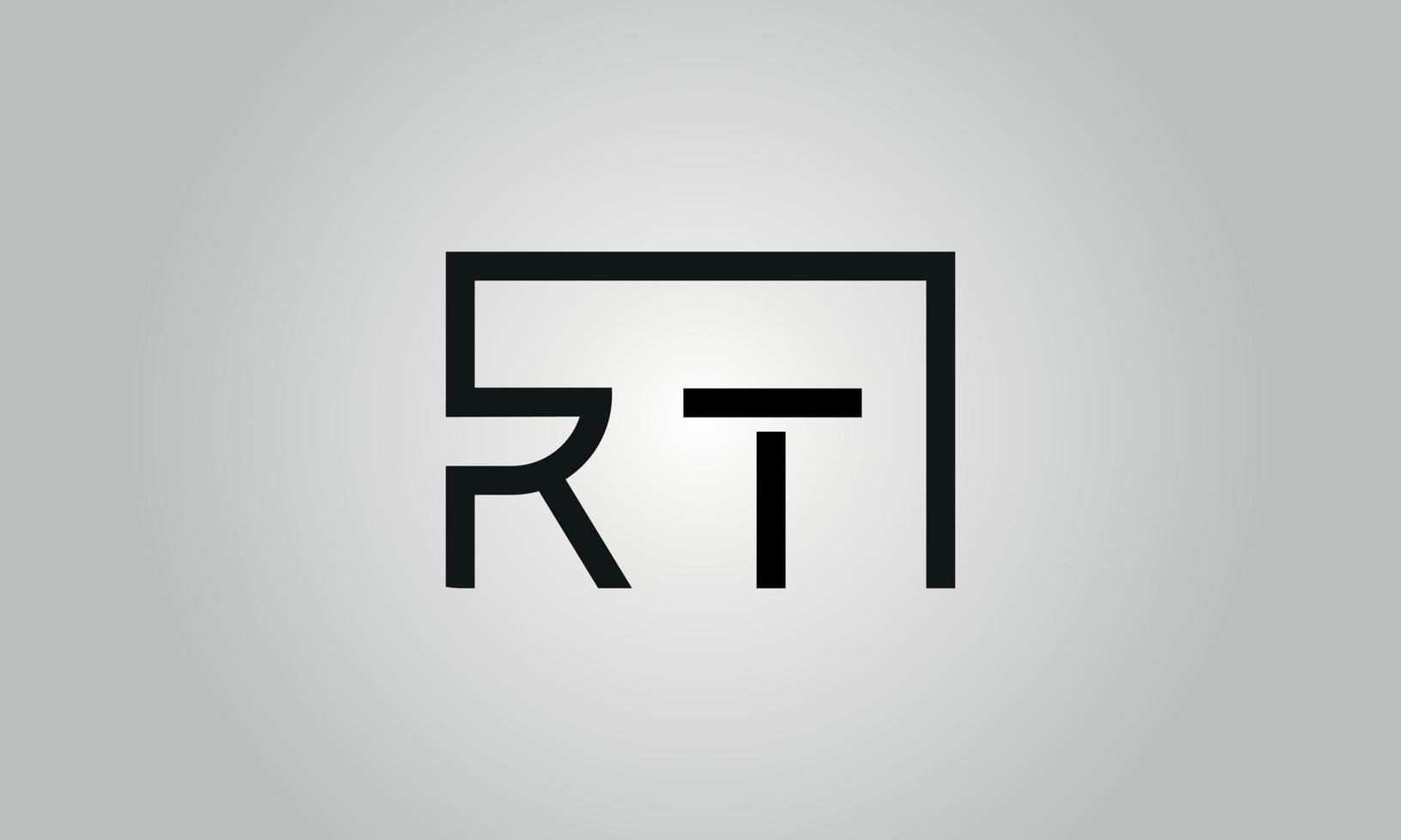 diseño del logotipo de la letra rt. logotipo rt con forma cuadrada en colores negros vector plantilla de vector libre.