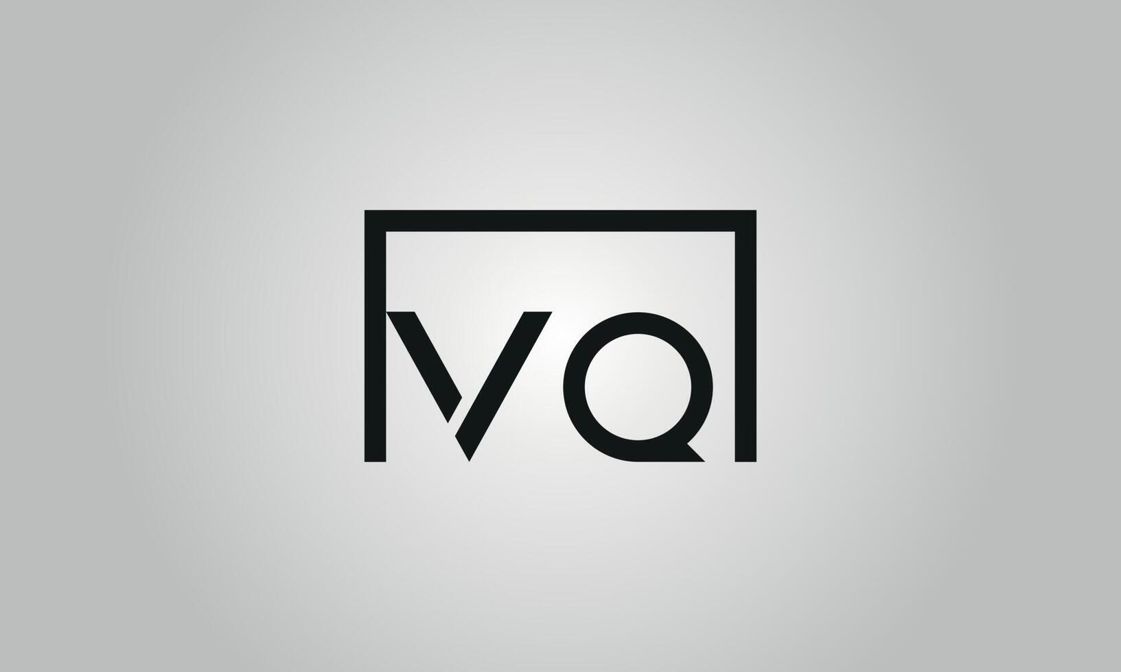 Letter VQ logo design. VQ logo with square shape in black colors vector free vector template