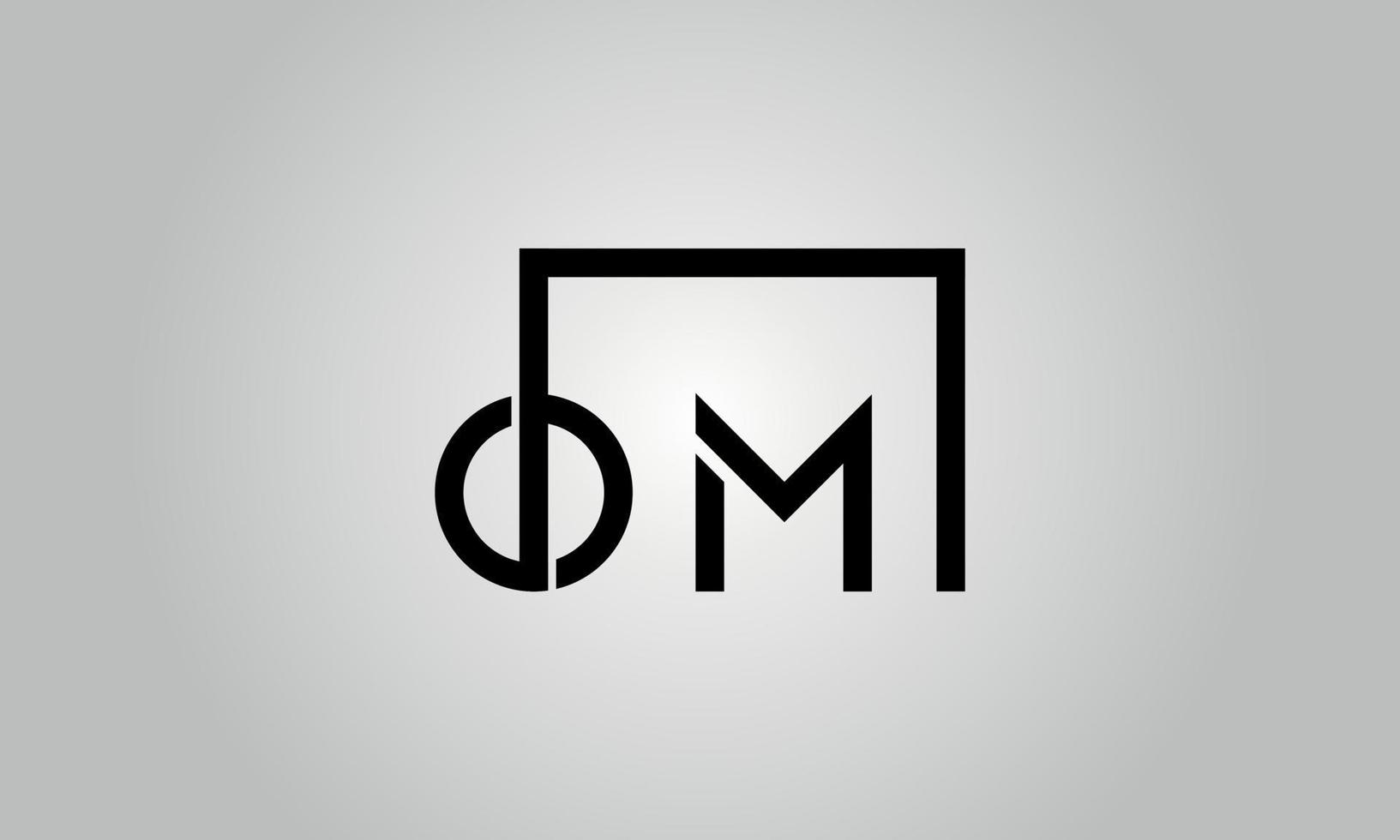 Letter OM logo design. OM logo with square shape in black colors vector free vector template.