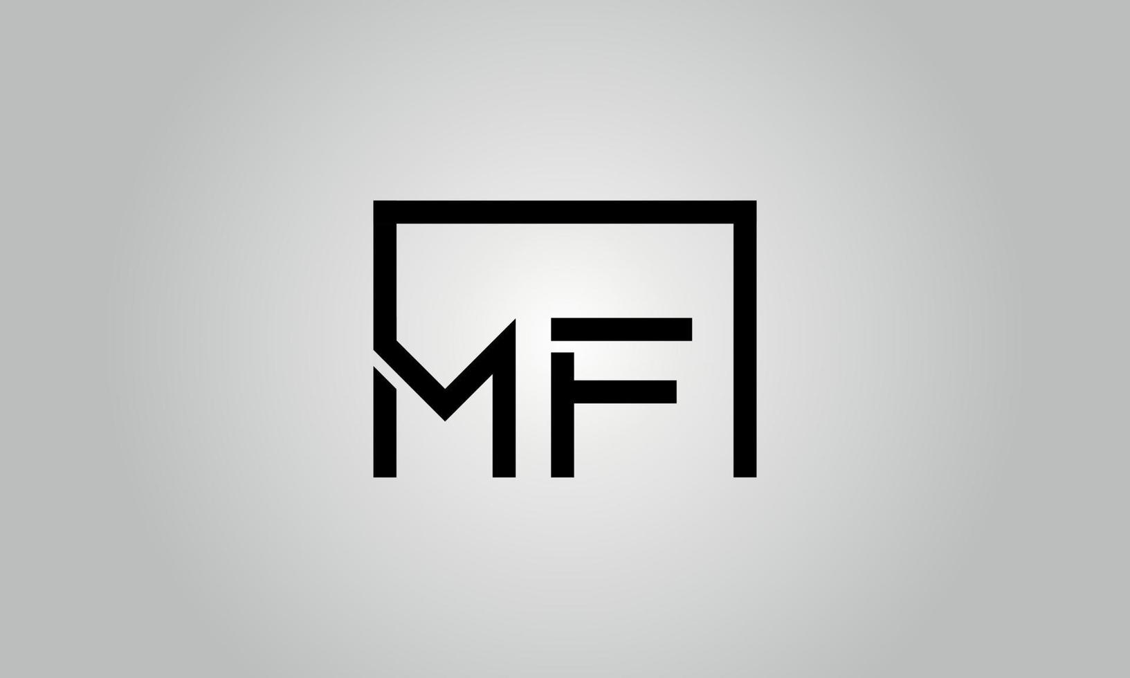 Letter MF logo design. MF logo with square shape in black colors vector free vector template.