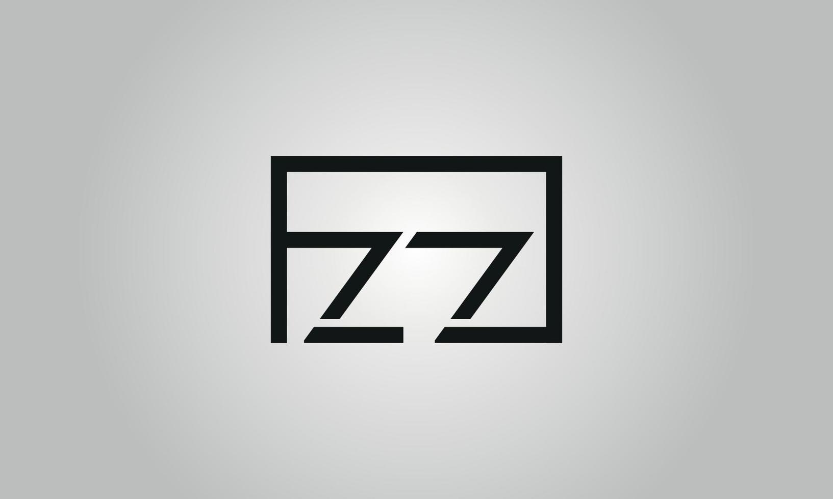 Letter ZZ logo design. ZZ logo with square shape in black colors vector free vector template.