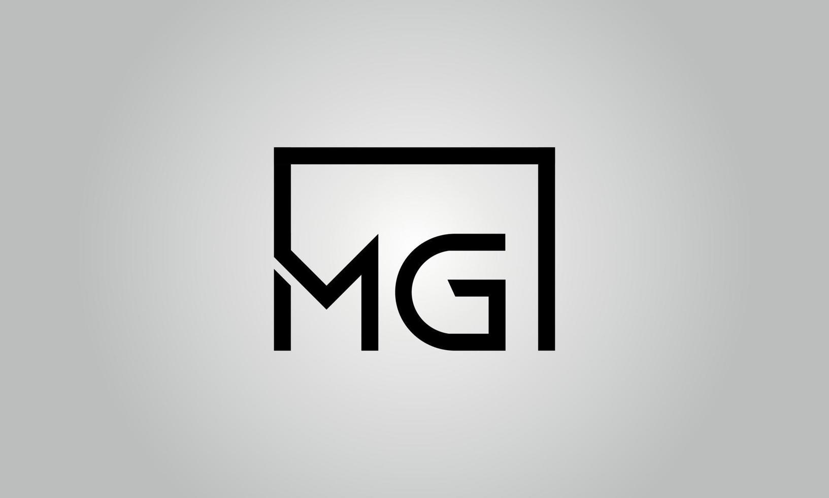 Letter MG logo design. MG logo with square shape in black colors vector free vector template.