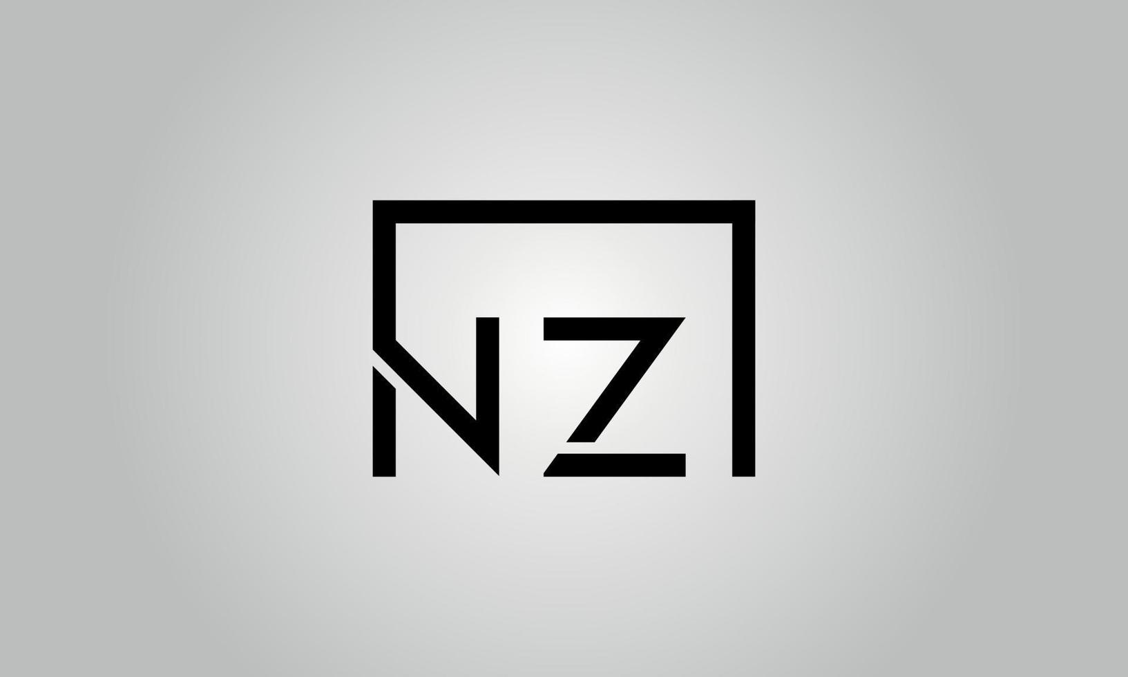 diseño del logotipo de la letra nz. logotipo de nz con forma cuadrada en colores negros vector plantilla de vector libre.