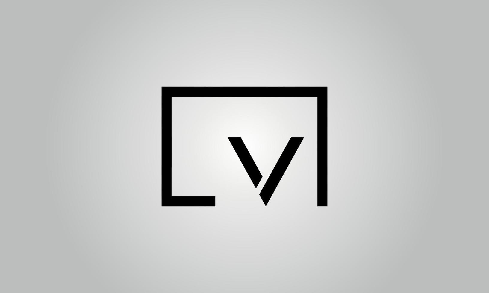 Letter LV logo design. LV logo with square shape in black colors